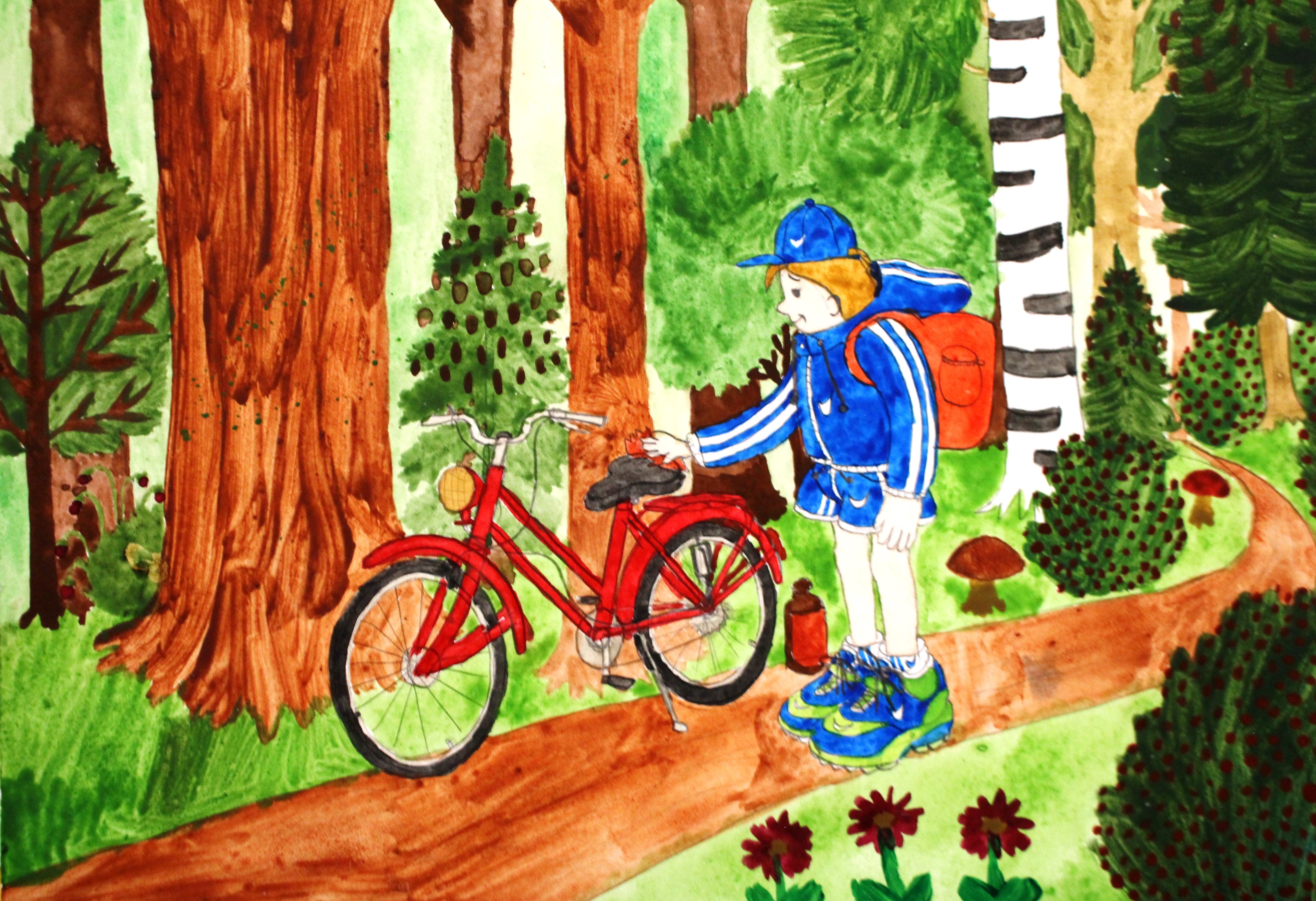 Biking in the forest